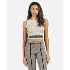 Eckhaus Latta Cotton Wide Rib Crewneck Sleeveless Accordian Tank Canvas Rosin XS